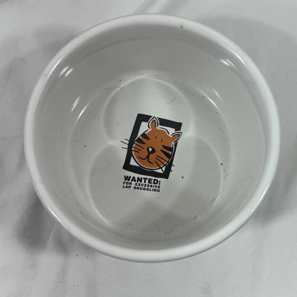 Signature Housewares Mug Shots Cat Stoneware Pet Bowl Riviera Van Beers Wanted